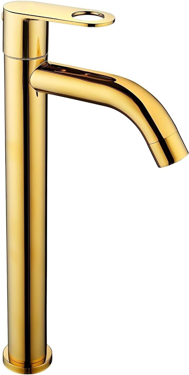 Furiq Bath Prime Tall Boy Pillar Cock Tap for Wash Basin | 304 Grade Stainless Steel Basin Faucet | Full Gold PVD Coated | 12 Inch Height with Long Spout | Bathroom Sink Tap-image-38