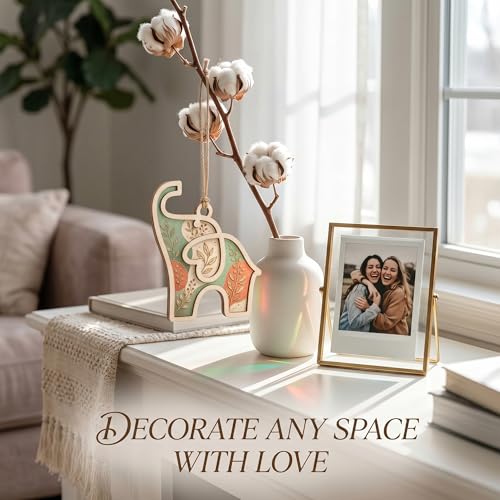 Friendship Elephant Ornament, Best Friend Gift for Women, Friendship Gifts for Women, Elephant Gifts for Friend, Unique Gifts for Best Friends, 2 Layer Elephant Sun Catcher, 4.3 x 4 Inch - Image 5