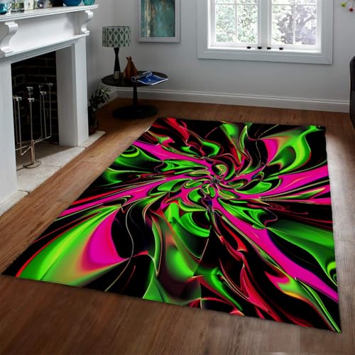 Tapis lavable en machine motif tourbillon multicolore art moderne