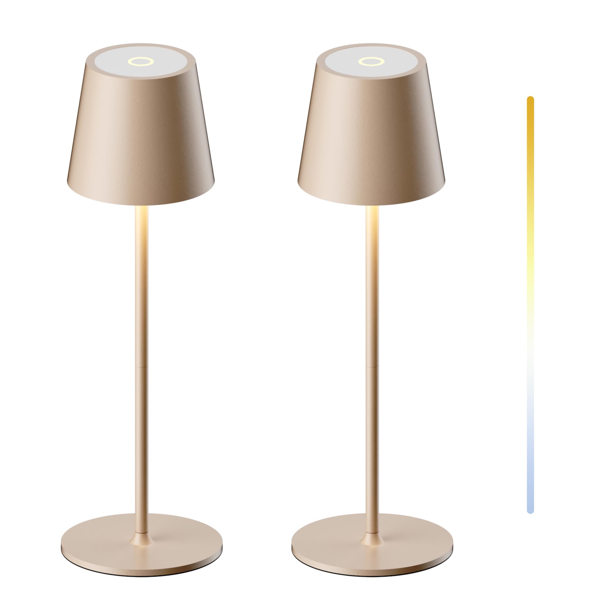 2 Stück Tischlamp Dimmbare Touch Kabellose,Led Tischlampe Akku Usb Aufladbar,Drei Farbtemperaturen Metall LED Wiederaufladbar Tischlampe für Outdoor und Indoor,IP54 Wasserdicht,5200mAh,Beige