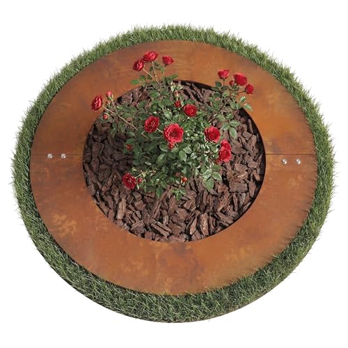 Relaxdays Baumring Edelrost Baumscheibe Rasenkante Bäume & Sträucher Ø 50 cm Pflanzring Garten Cortenstahl braun