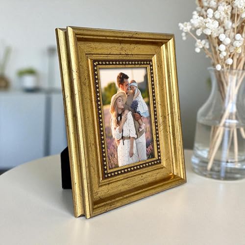 Image of Art Street Elegant Vintage Table Photo Frame for Tabletop With Back Stand, 4x6 Inch Photo, Decorative Frames Perfect for Home Decor, Unique Gift Idea, Durable, Birthday, Wedding, Return Gift (Gold)
