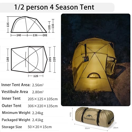 Carpa windhike para 2 personas, 4 estaciones, ultraligera miniatura 2
