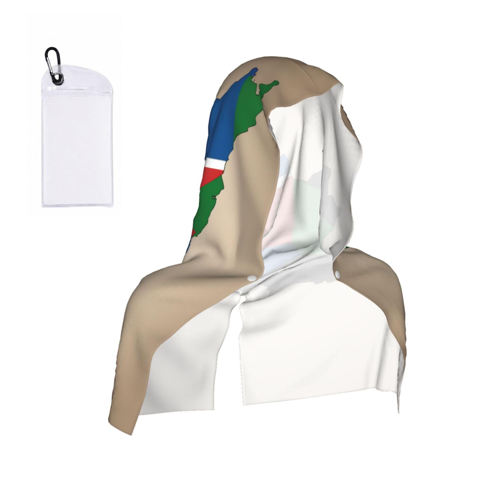 DUWAA South Sudan Flag Map With Yellow Star Print Reusable Hoodie Cooling Neck Wrap, Hot Weather Outdoor Sports Workout Head Towel For Stay Chill