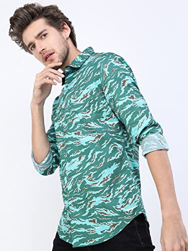 Image of Ketch Men Cotton Slim Fit Printed Full Sleeve Shirt