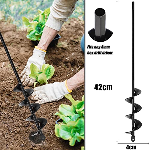 Garden Auger Drill Bit - 40x420mm Spiral Planting Auger for Hex Driver Drill, Garden Post Hole Digger for Planting Bulbs Seedlings 2 Garden Auger Drill Bit - 40x420mm Spiral Planting Auger for Hex Driver Drill, Garden Post Hole Digger for Planting Bulbs Seedlings - Image 2