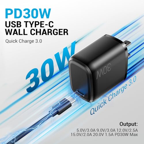 Image of AVAPOW 30W USB-C Fast Wall Charger, PD Type-C Power Adapter, Compact Phone Charger Plug for iPhone, Android & USB-C Devices