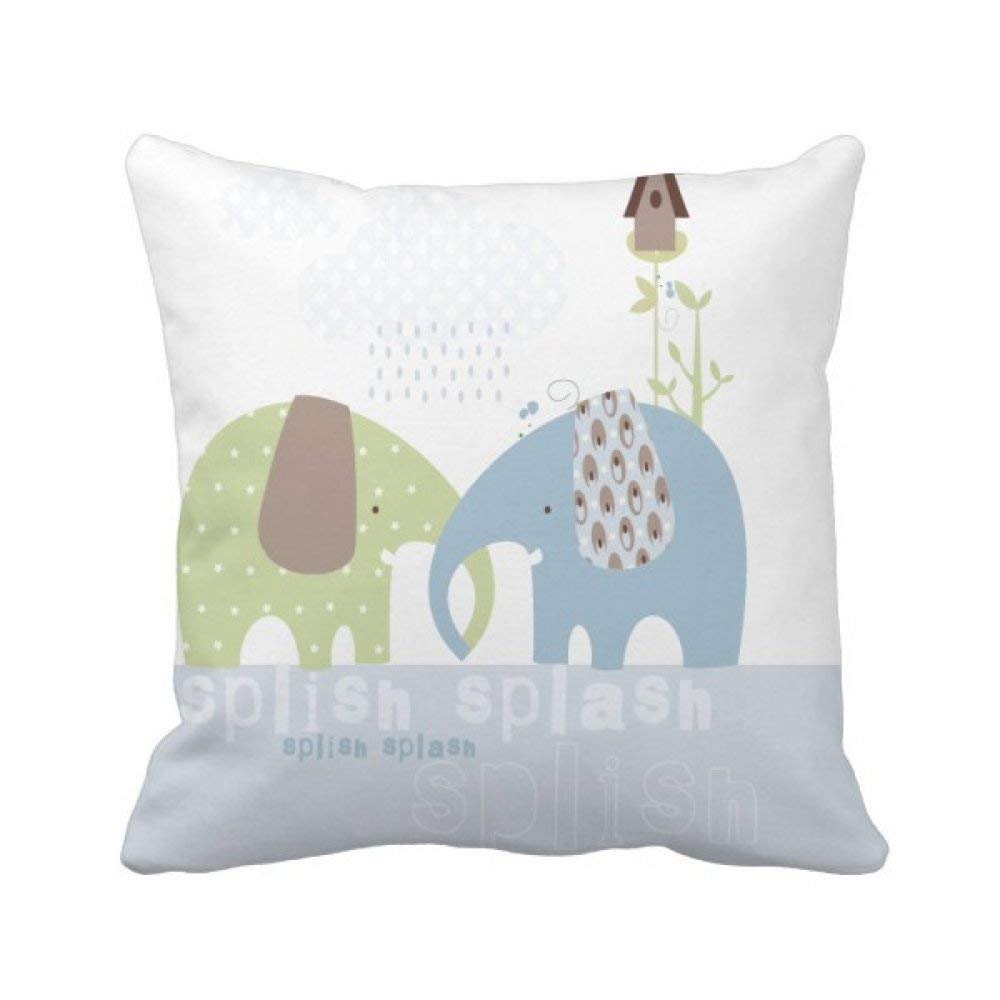 Housse de coussin éléphant Splash tissu premium bleu vert