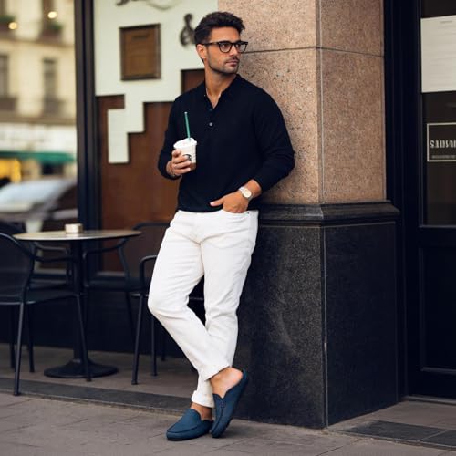 Image of Go Tour Mens Mules Clog Slippers Breathable Punching Leather Slip on Shoes Casual Loafers