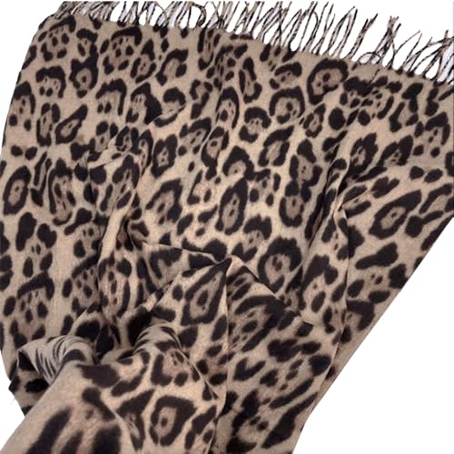 Secret for Longevity Extra Large Long Sheer Black Brown Tan Camel Khaki Latte Ocelot Leopard Cheetah Animal Print Scarf Wrap Shawl Pashmina Sarong Medium Weight Cashmere Feel 28" x 70" inches3