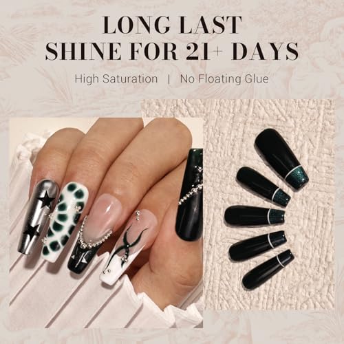 Image of MelodySusie Black Gel Nail Polish, 0.5 Fl Oz Blackish Green Gel Polish Soak Off UV LED Nail Lamp Black Green Gel Polish Christmas Gift for Women Nail Art Starter Manicure Salon DIY At Home-517-A2001