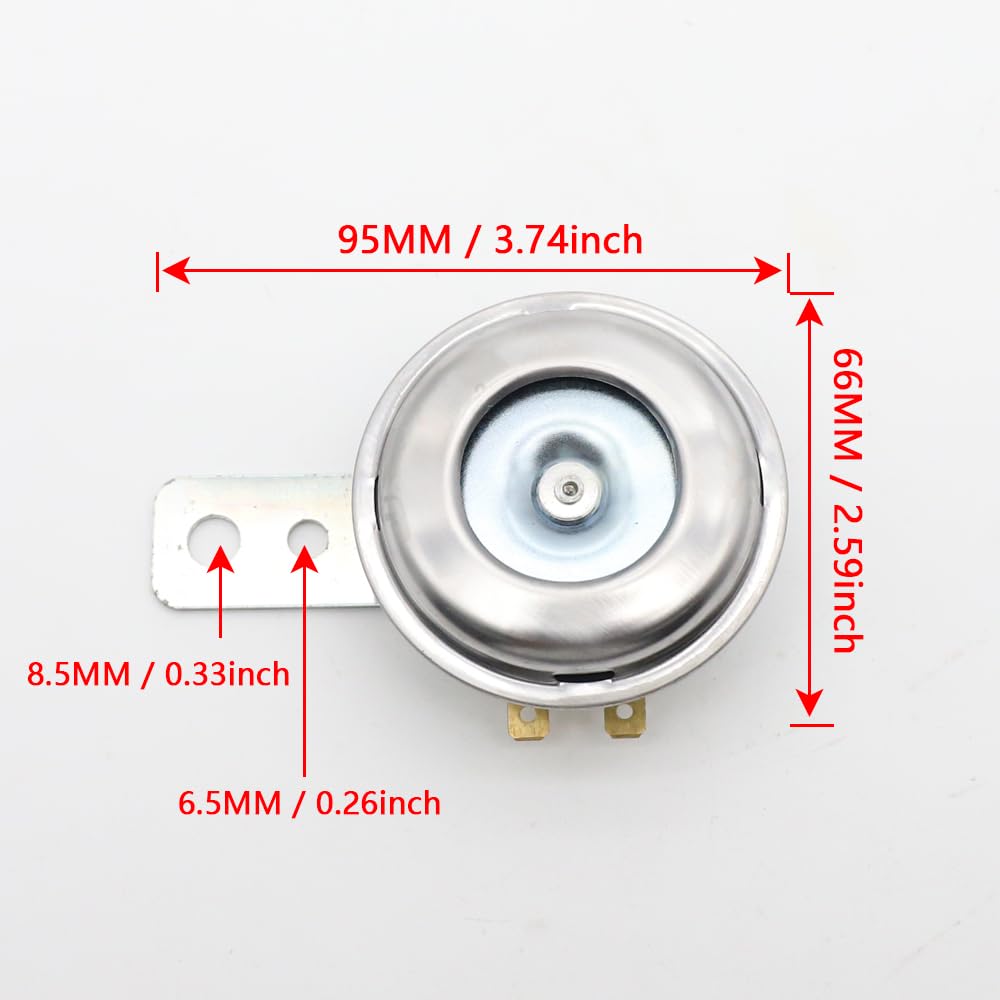 LVEE DL70 04 Trombe elettriche universali per moto Altoparlante rotondo impermeabile 12V 1.5A 105db piccolo corno argento