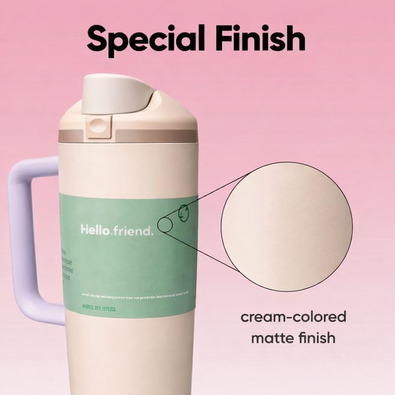 Image of HomeCloud 1200ML Stainless Steel Water Bottle - Double-Wall Vacuum Insulated, Leakproof Straw Lid, BPA-Free Reusable Travel Flask with Two-Way Spout for Gym, Office & Outdoor Use (H Cream)