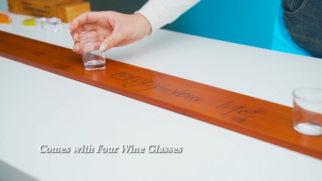 Suzile Wooden Shot Board Ski With 4 Glasses - 4 Person Drinking Game Board For Parties, Weddings, Gifts (Natural Wood)