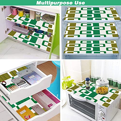 Image of Polyester 3-Layered Fridge Top Cover /Refrigerator Cover With Utility Pockets and Set of 4 Pc Fridge Mats (Color-Green, Size-39x21 Inches)