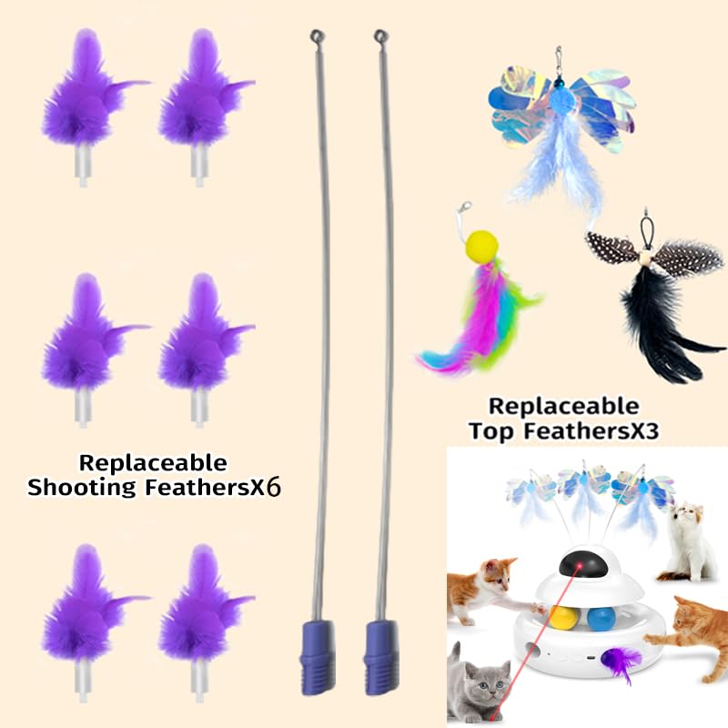 MOHAYA 9 Pcs Soft Feathers Replacement Accessories, Interactive Toys for Indoor Cats,ONLY Fits Cat Toys, NOT fits for Other Brand
