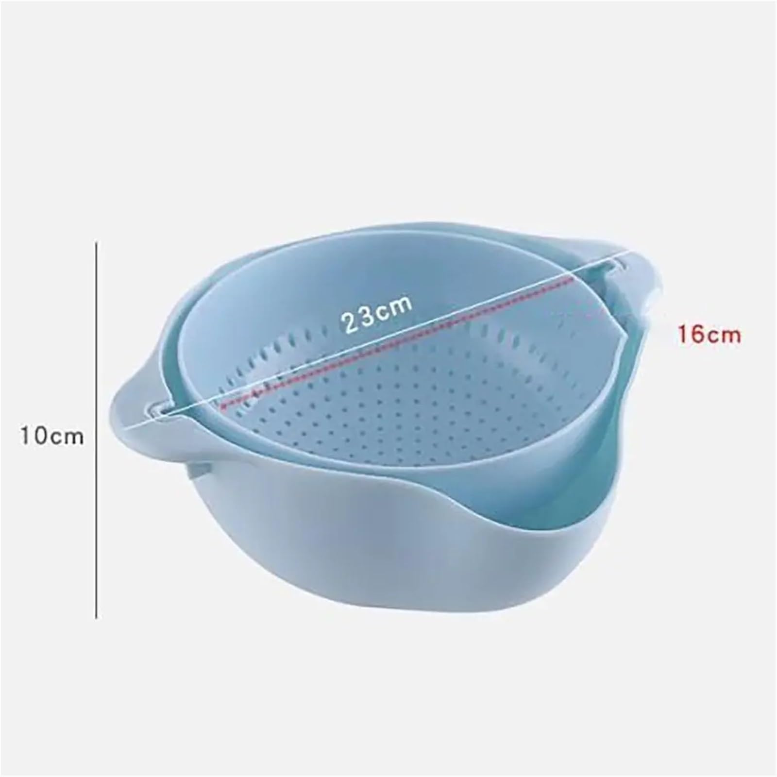Escurridor de verduras doble capa con asa, utensilios cocina, cuenco for lavar arroz, fregadero, escurridor giratorio, 2 uds para Escurrir(Blue)