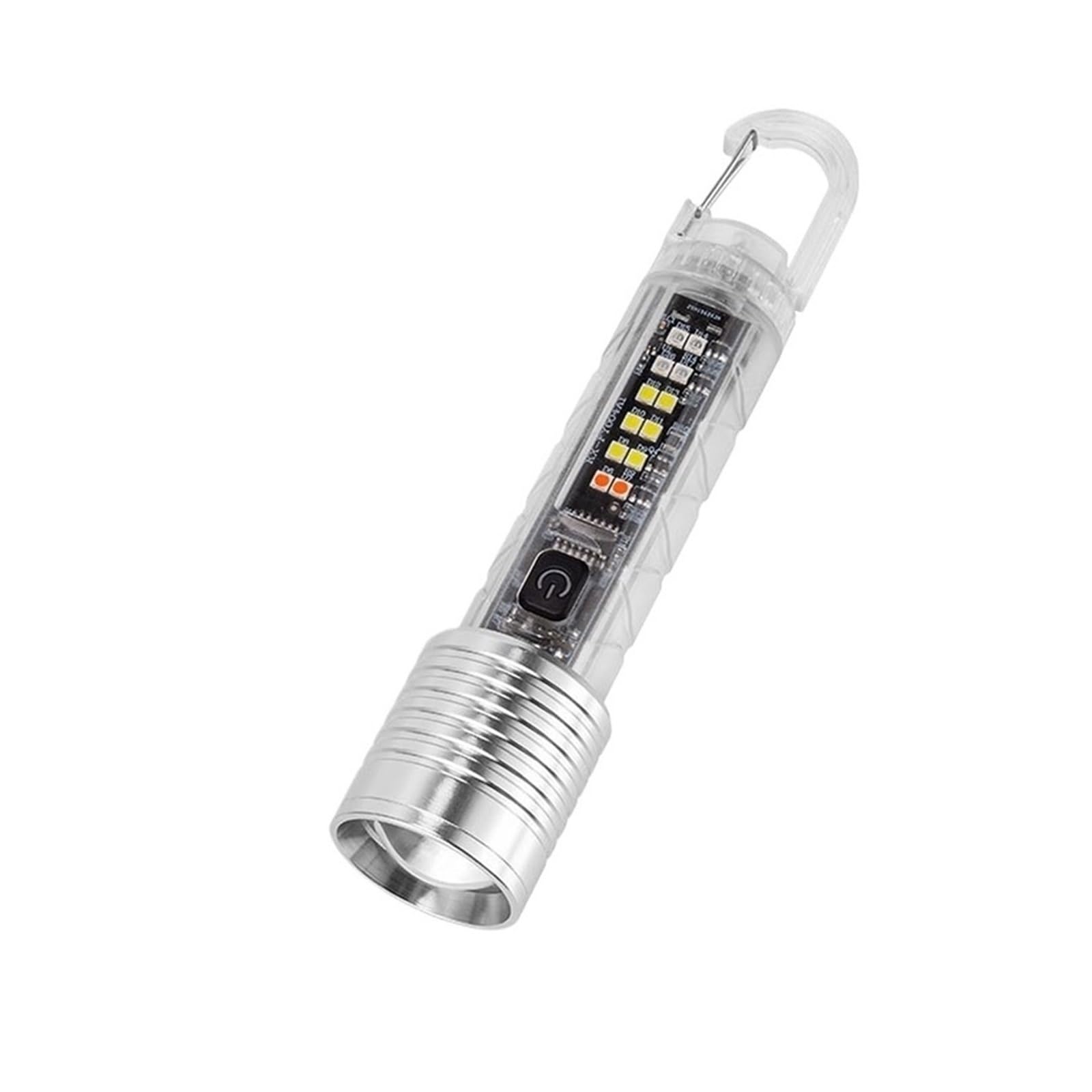 Ngtfdcp One Color Rechargeable Torch, Portable Led Edc Flashlight Mini Keychain Rechargeable Zoom Torch Long Range Outdoor Camping Lantern With Magnetic For Camping,Hiking