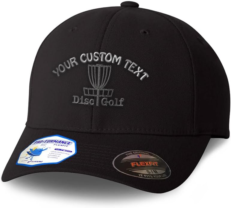 Flexfit Cap for Men & Women Embroidered Grey Disc Golf Disc Basket B Embroidery Flexfit Hats Baseball Caps