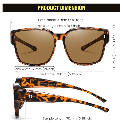Image of DUCO Fit Over Sunglasses for Men Women Wear Over Glasses Retro Wrap Around Polarized Sun Glasses UV400 Protection DC8981