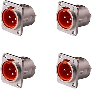GDQLCNXB XLR Male Jack 3 Pin Panel Mount Jacks,XLR Male Connector 4 Pcs, Silver Metal Housingï¼ŒInner Shell Orange.