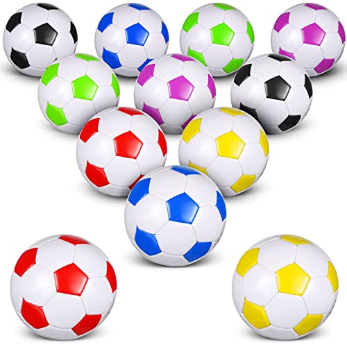 Hydren 12 Packs Soccer Ball With Pump Machine Stitched Youth Needle For Outside Sport Game Training Practice (Multi Color, Size 2) #TOP12