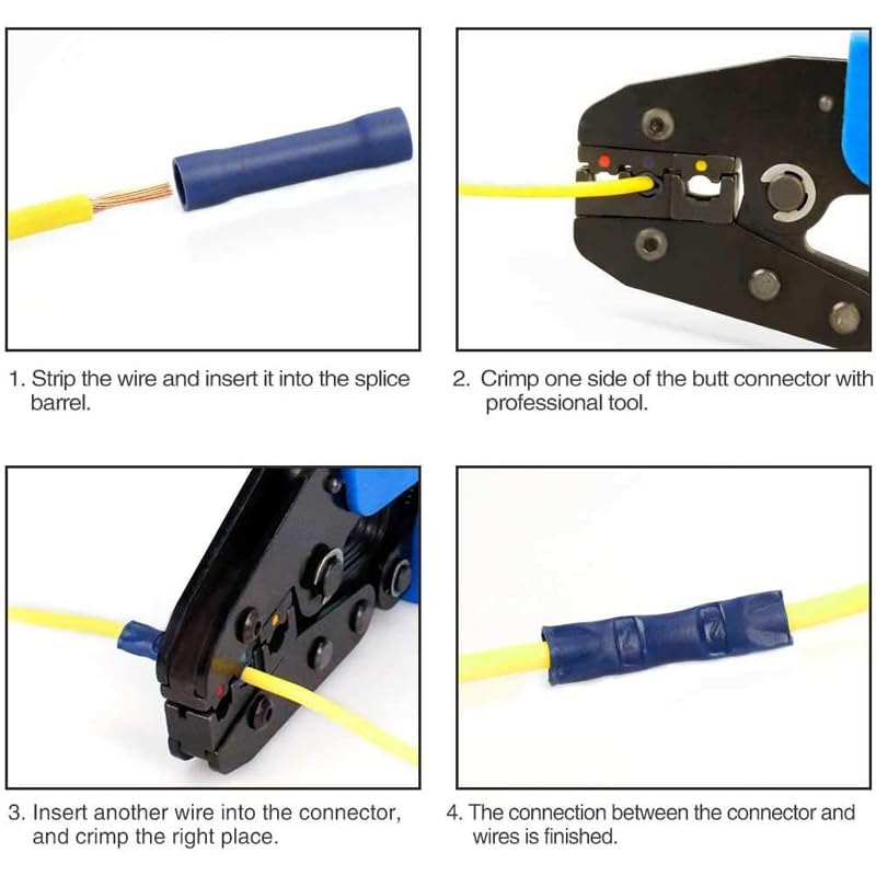 200pcs Assorted Insulated Crimp Terminals Electrical Wire Cable Straight Butt Connectors Crimping Terminal BV1.25 BV2 BV5.5 VUQLDHAYZ