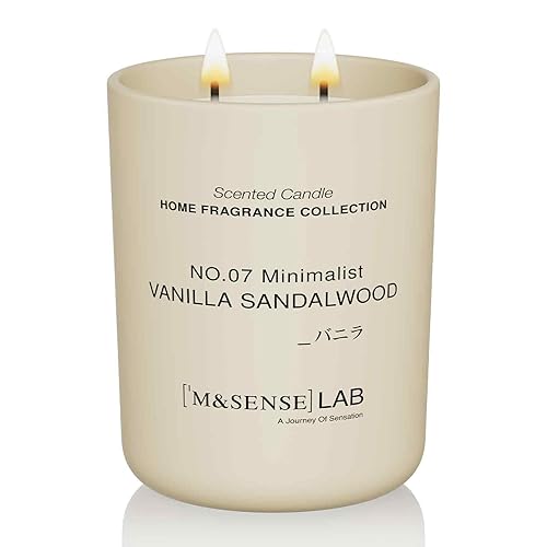 M&SENSE Natural Soy Candle| Vanilla Sandalwood | 16.6 oz, 95H Burn | Minimalist Scented Candle for Relaxation, Gifting, Home Décor | for Bedroom, Office, Party Large