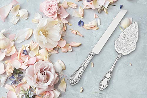 Strova Silver Wedding Cake Serving Set - Elegant Cake Cutting Knife And Server For Event Use #TOP3