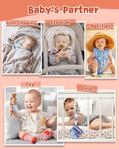 Image of babygoal Baby Pacifier Clips 8 Pack, Pacifier Holder Clip for Boys and Girls Fits Most Pacifier and Binkies-Neutral Color