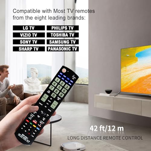 RIVIERA Universal Big Button TV Remote Control for Samsung Vizio LG Sony Sharp Panasonic Toshiba Philips with Luminous Button & Learning Function Better for Seniors