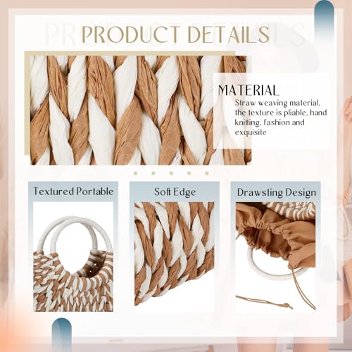 Image of Frienda Straw Tote Bag Summer Beach Bag Handmade Straw Rattan Woven Handbag for Women Travel