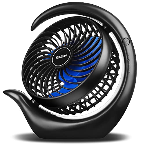 Viniper Portable Rechargeable Fan, Small Desk Fan : 3 Speeds & 8-24 Hours Longer Working, 180° Rotation, Portable Usb Battery Fan For Office/Home (Black-Blue) #TOP2