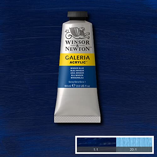 Image of Winsor & Newton Galeria Acrylic Colour - Tube of 60 ML - Winsor Blue (706) - Highly Pigmented Lightfast Artists' Acrylic Paints for Canvas, Wood, Fabric & Paper - More Colours Available