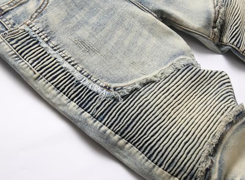 Men's Distressed Ripped Slim Fit Denim Jeans Pants3