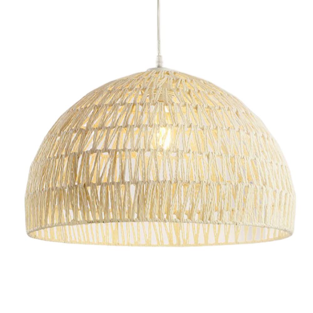 SHUANGZ White Hemp Rope Farmhouse Rustic Chandelier 19.7'' Boho Coastal Beach Light Fixture 1-Light Hand Woven Basket Hanging Lighting Fixture for Kitchen Island Bedroom Dining Living Entryway Foyer