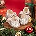 Felix & Flora Toddler Girls Glitter Silver Dress Shoes Size 6 Flower Girl Mary Jane Ballet Flats for Wedding Party