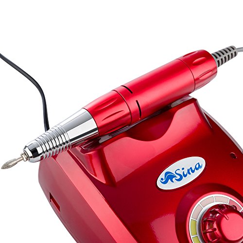 Sina Elektrische Nagelfeile | mit Fußpedal | inkl. 6 tlg.-Bit-und Mandrel-Set + 30 Diamantfräser | 206 Schleifhülsen | 2… – Bild 4