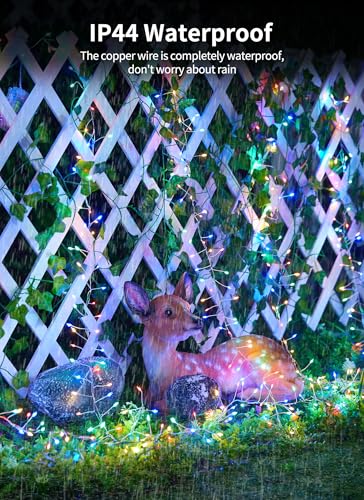 Image of Outdoor Fairy Lights Battery Operated, 2 Pack Firecracker Twinkle String Lights with Remote, 5 Feet 60 LEDs for DIY Wreath Wedding Party Bedroom Mason Jar Holiday Christmas, Multicolor