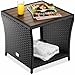 Casaria® Beistelltisch Schwarz Wetterfest Klein Holz Polyrattan Akazie 45x45x40cm 80kg Belastbarkeit Outdoor Tisch Gartentisch Balkontisch Gartenmöbel