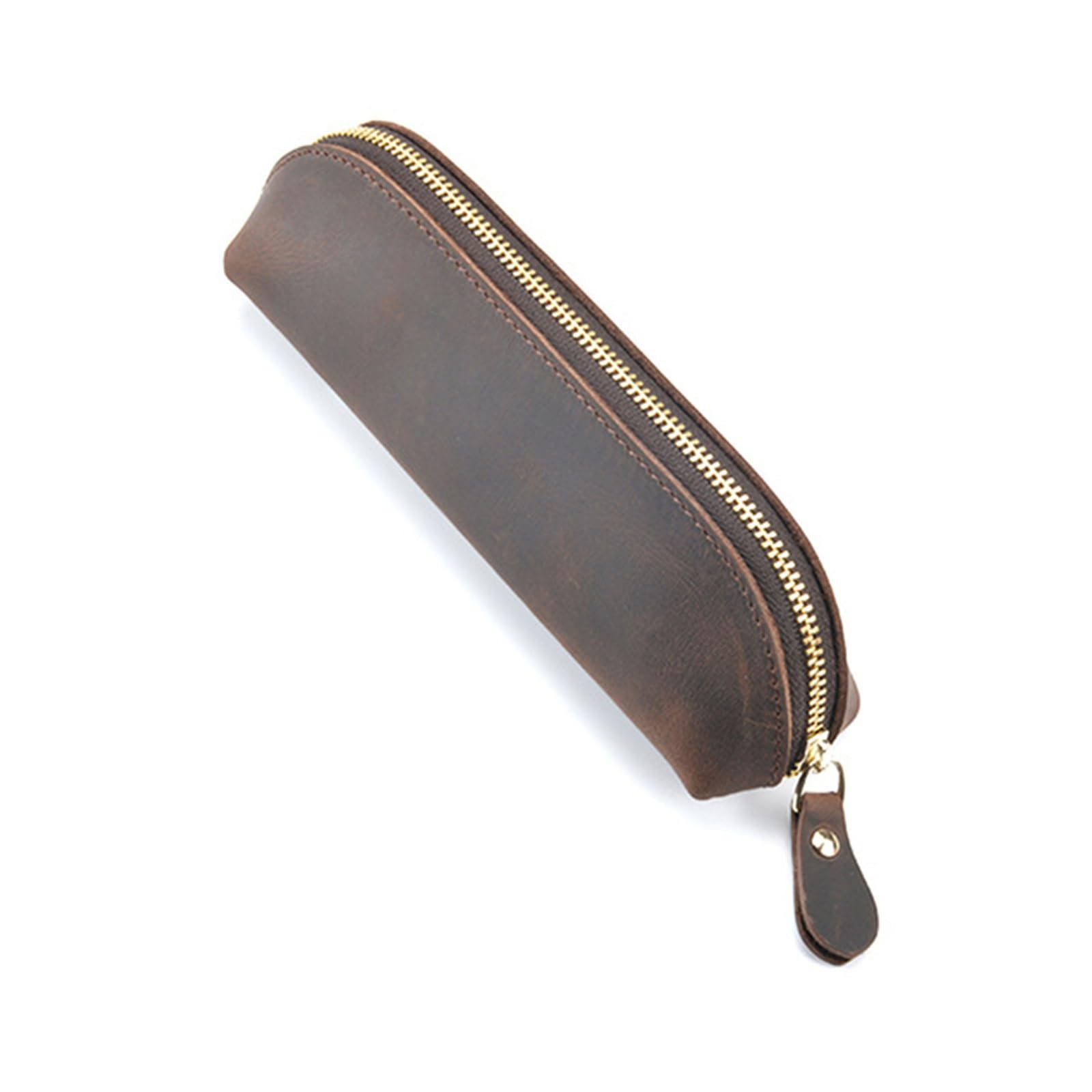 DUMRALBQE Wooden Jewelry Box Leather Pen Bag College Handmade Coin Purse Student for Storage and Organization(Coffee)