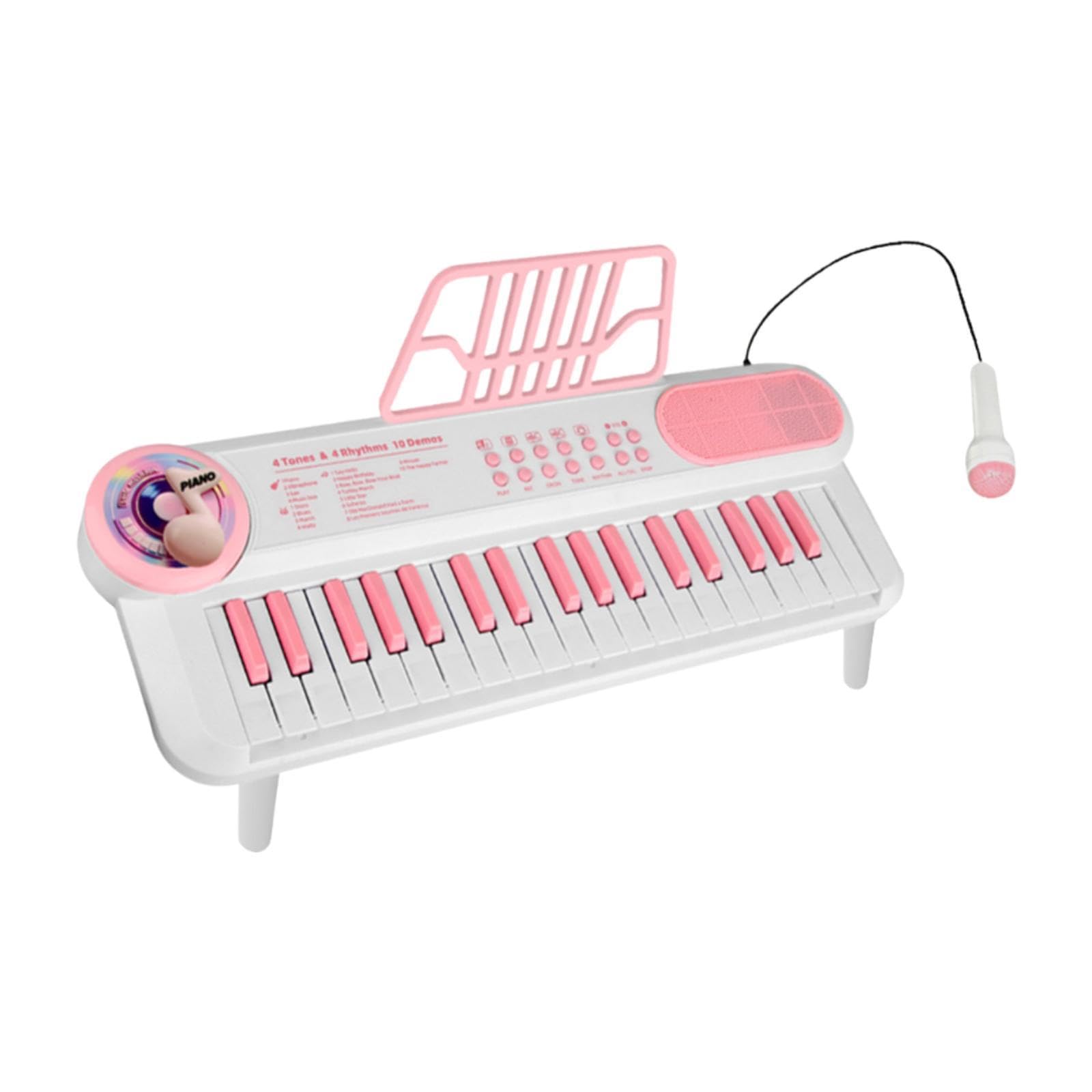 Piano Keyboard Kinderpiano Elektronisch mit 37 Tasten Und Mikrofon Musikspielzeug für Lernerfahrungen für Kreative Aktivitäten Familieninteraktion Ges , Weiß