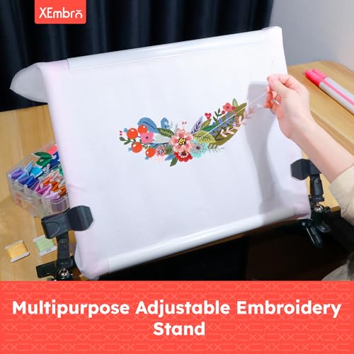 XEmbro Large Embroidery Scroll Frame, Adjustable Cross Stitch Scroll Frame, Plastic Clip Frame for Embroidery, Punch Needle Frame Scroll Frames for Cross Stitching, Needlework(34.6 x 14.2 Inches)