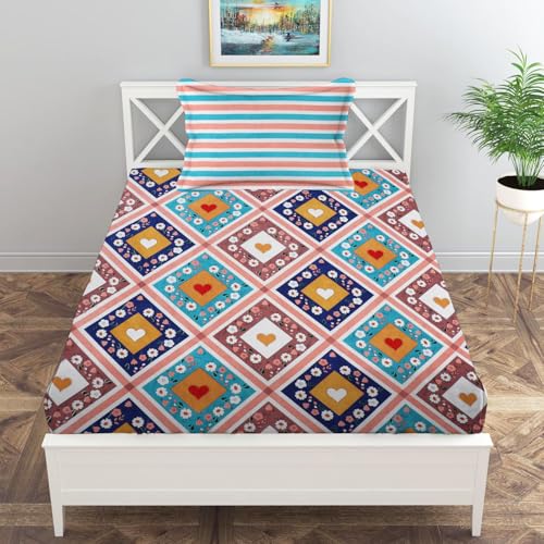 Image of IVAZA Turkish Cotton 280 TC Super Soft Warm Bedsheet Set for Single Size Bed, Durable bedsheet with 1 Pillow Cover Turquroise