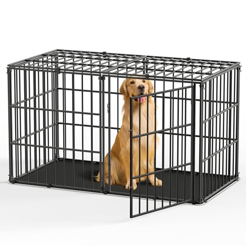 Pawaboo Heavy Duty Dog Crate, 56 inch Large Metal Dog...
