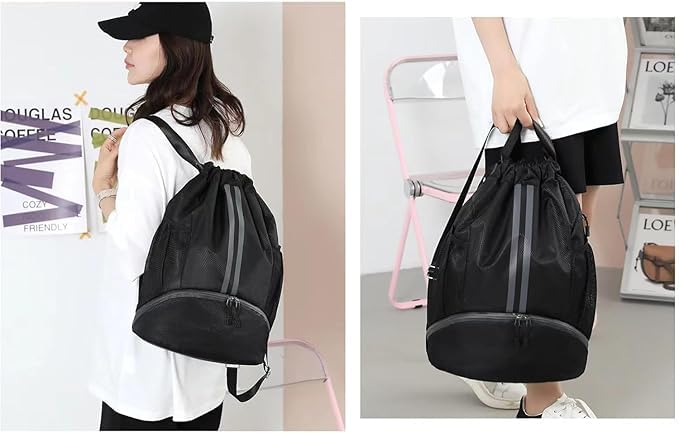 Image of Leosportz Sports Drawstring Bag Backpack for Men Women - Basketball Bag Gym Backpack Dedicated Shoe Compartment | Waterproof Large Space Gym Bag