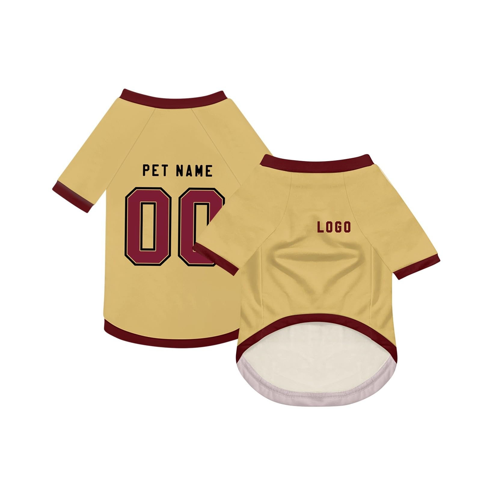Dog Custom Football T-Shirt with Name Number or Logo ，Breathable Lightweight Polyester Doggy Tee,Sporty Pet Jersey Vest For Small, Medium & Large Dogs Clothes，Personalised Football Jersey Pet Shirt