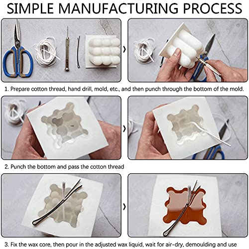 2 Stück Kerzen Formen Silikon,Bubble Kerzenform,Kerzenformen zum GieÃen,3D DIY Silikon Kerzenwachs Formen,DIY Stereo KerzengieÃform Seifenform – Bild 4