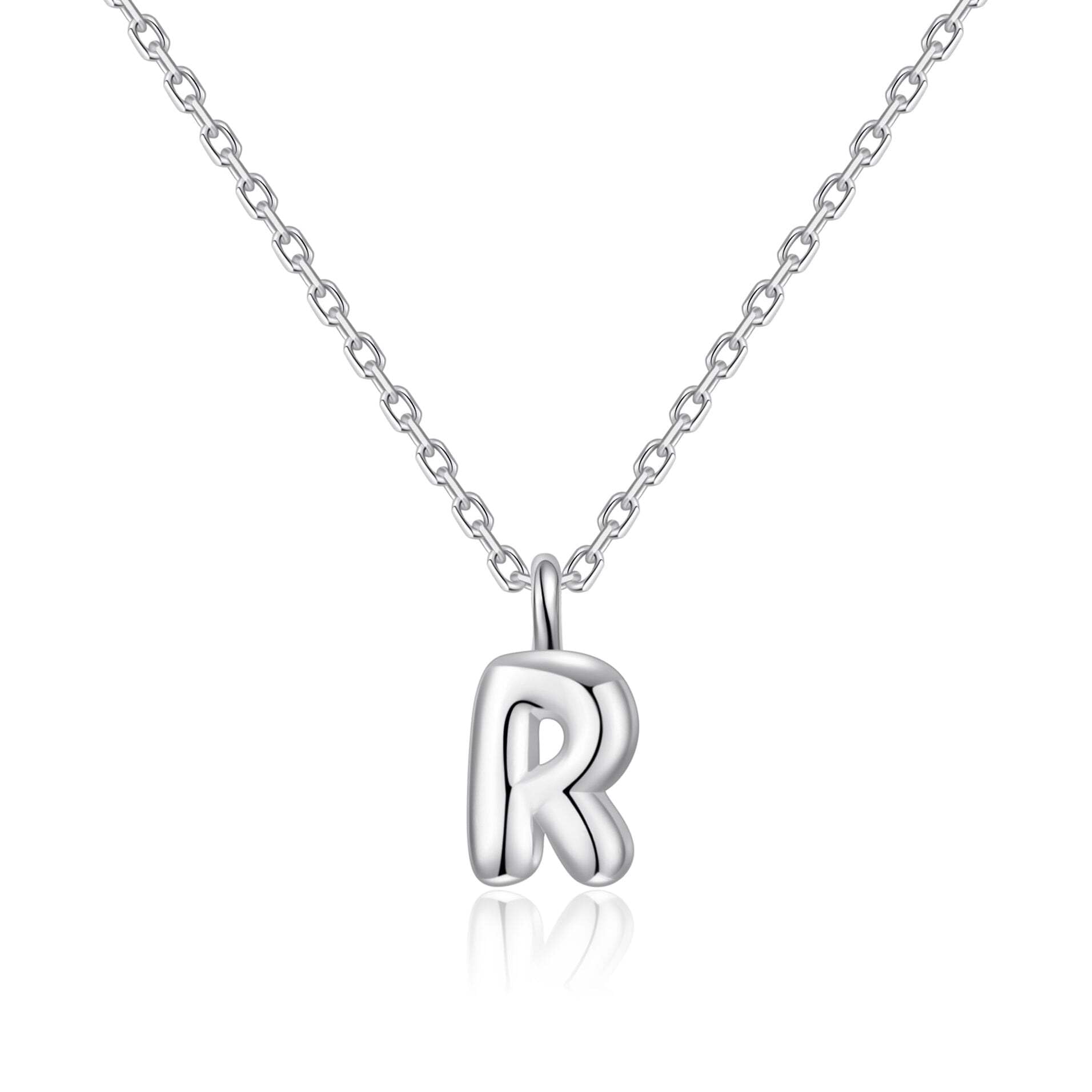 Collar de plata de ley con letra R Philip Jones colgante infantil con inicial ajustable 8