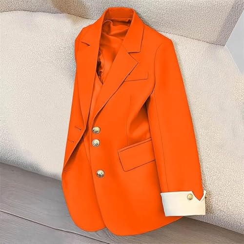 Blazers for Women Business Casual Double Breasted Work Jacket with Gold Buttons Long Sleeve Suit Coat for Office Wear2
